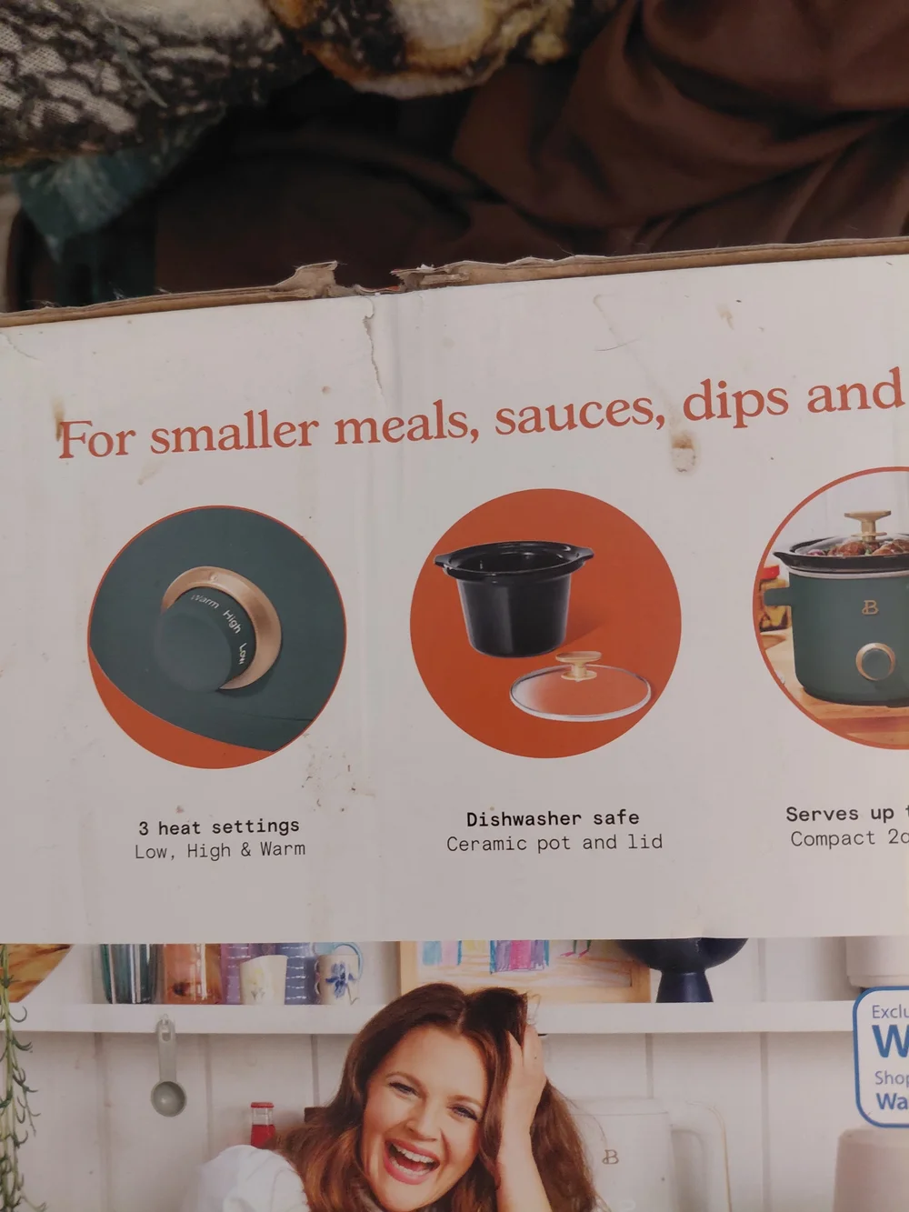 Drew Berrymore Mini Slow Cooker in Green - Compact Ceramic Pot
